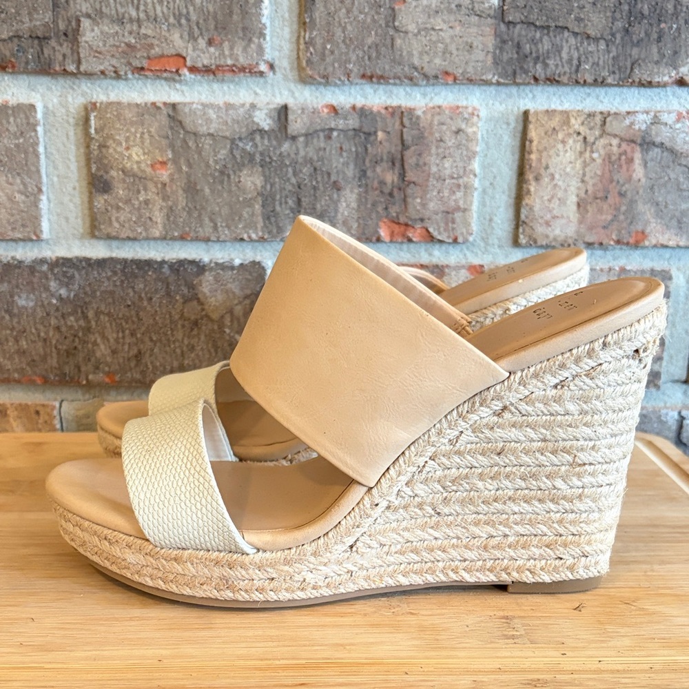 a new day Beige and Cream Wedge Sandals